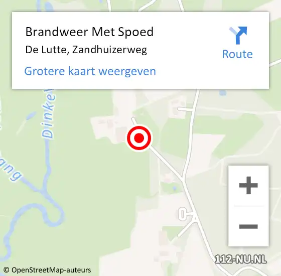 Locatie op kaart van de 112 melding: Brandweer Met Spoed Naar De Lutte, Zandhuizerweg op 7 september 2013 14:13