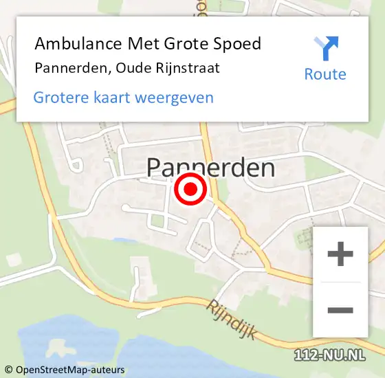 Locatie op kaart van de 112 melding: Ambulance Met Grote Spoed Naar Pannerden, Oude Rijnstraat op 23 december 2018 08:09