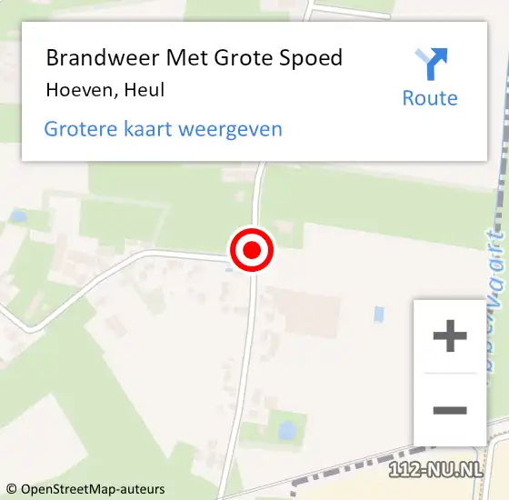 Locatie op kaart van de 112 melding: Brandweer Met Grote Spoed Naar Hoeven, Heul op 23 december 2018 08:34