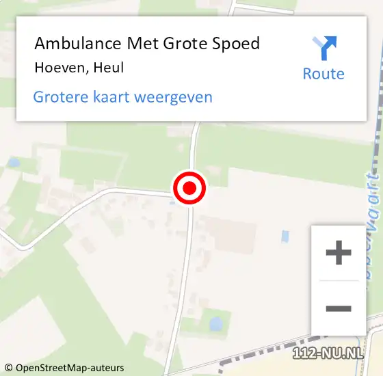 Locatie op kaart van de 112 melding: Ambulance Met Grote Spoed Naar Hoeven, Heul op 23 december 2018 08:47