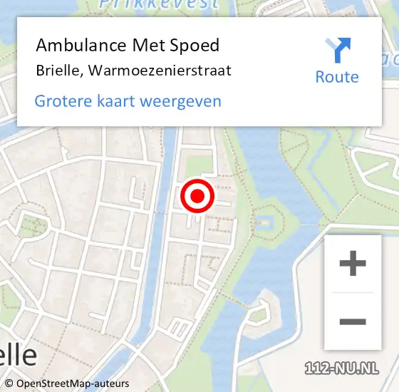 Locatie op kaart van de 112 melding: Ambulance Met Spoed Naar Brielle, Warmoezenierstraat op 23 december 2018 10:20