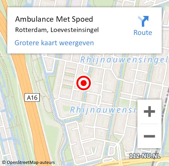 Locatie op kaart van de 112 melding: Ambulance Met Spoed Naar Rotterdam, Loevesteinsingel op 23 december 2018 10:56