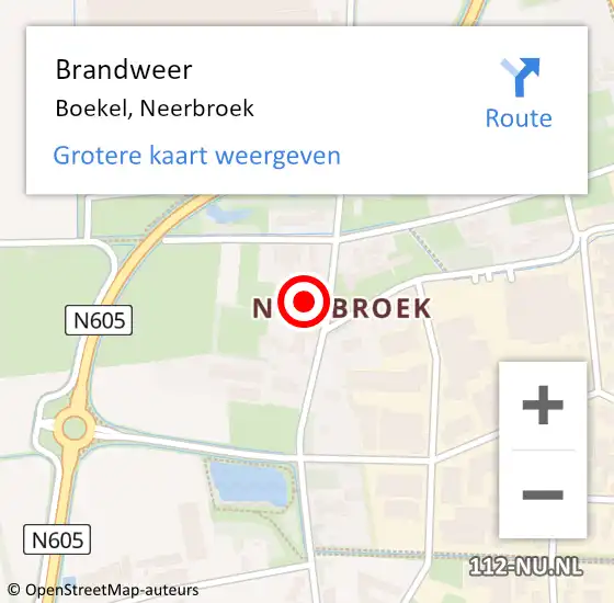 Locatie op kaart van de 112 melding: Brandweer Boekel, Neerbroek op 23 december 2018 11:18