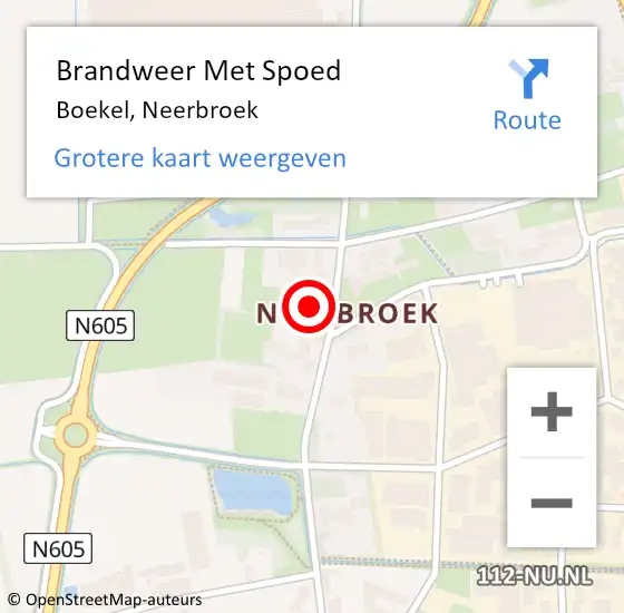 Locatie op kaart van de 112 melding: Brandweer Met Spoed Naar Boekel, Neerbroek op 23 december 2018 11:20