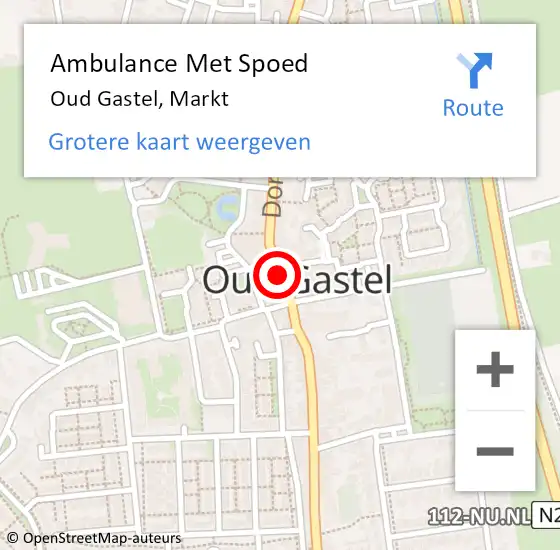 Locatie op kaart van de 112 melding: Ambulance Met Spoed Naar Oud Gastel, Markt op 23 december 2018 12:09