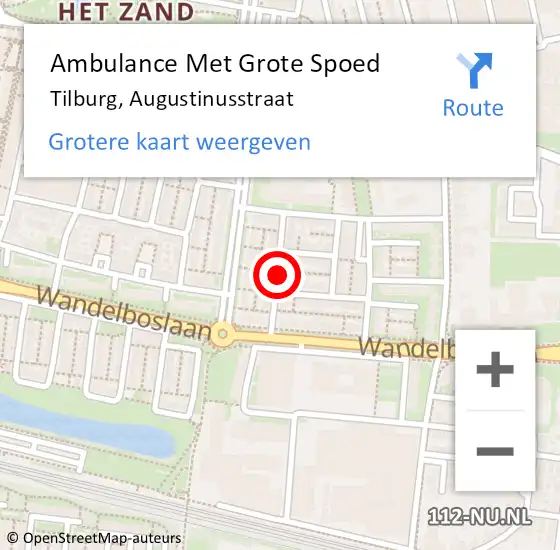 Locatie op kaart van de 112 melding: Ambulance Met Grote Spoed Naar Tilburg, Augustinusstraat op 23 december 2018 12:13