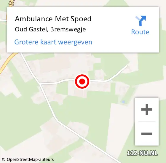 Locatie op kaart van de 112 melding: Ambulance Met Spoed Naar Oud Gastel, Bremswegje op 23 december 2018 13:11