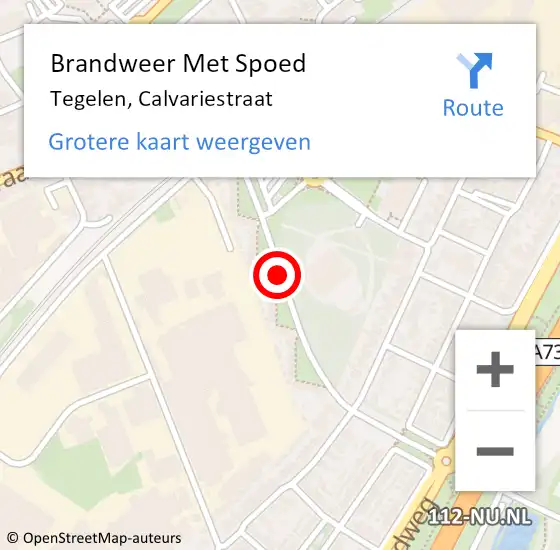 Locatie op kaart van de 112 melding: Brandweer Met Spoed Naar Tegelen, Calvariestraat op 23 december 2018 13:17