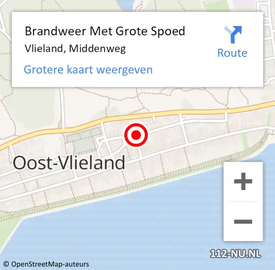 Locatie op kaart van de 112 melding: Brandweer Met Grote Spoed Naar Vlieland, Middenweg op 23 december 2018 13:21