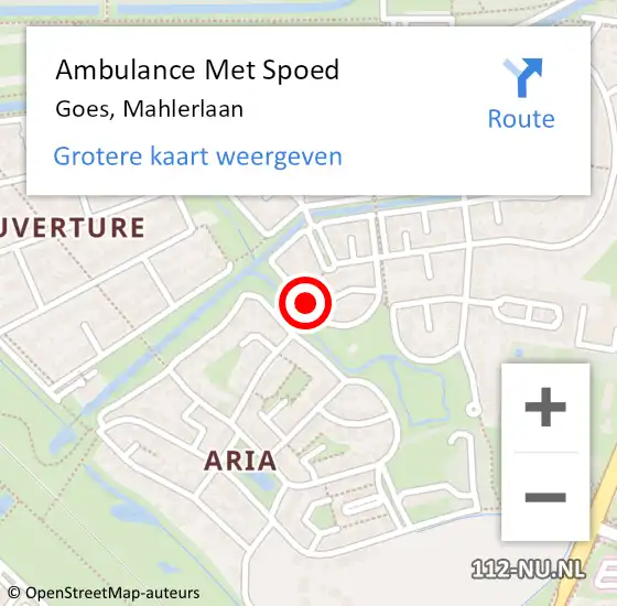 Locatie op kaart van de 112 melding: Ambulance Met Spoed Naar Goes, Mahlerlaan op 23 december 2018 13:39