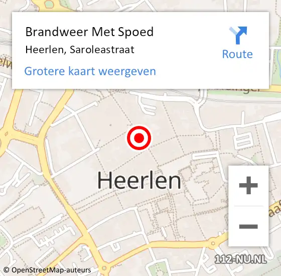 Locatie op kaart van de 112 melding: Brandweer Met Spoed Naar Heerlen, Saroleastraat op 23 december 2018 14:26