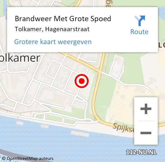 Locatie op kaart van de 112 melding: Brandweer Met Grote Spoed Naar Tolkamer, Hagenaarstraat op 23 december 2018 14:36