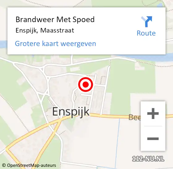 Locatie op kaart van de 112 melding: Brandweer Met Spoed Naar Enspijk, Maasstraat op 23 december 2018 14:57