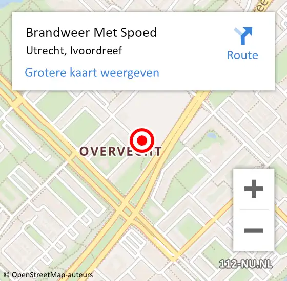 Locatie op kaart van de 112 melding: Brandweer Met Spoed Naar Utrecht, Ivoordreef op 23 december 2018 15:50