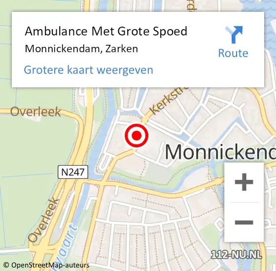 Locatie op kaart van de 112 melding: Ambulance Met Grote Spoed Naar Monnickendam, Zarken op 23 december 2018 16:51