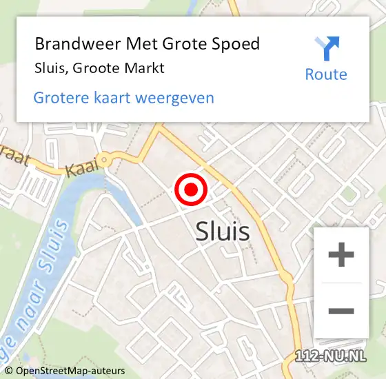 Locatie op kaart van de 112 melding: Brandweer Met Grote Spoed Naar Sluis, Groote Markt op 23 december 2018 17:06