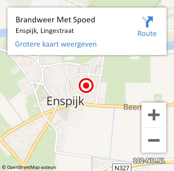 Locatie op kaart van de 112 melding: Brandweer Met Spoed Naar Enspijk, Lingestraat op 23 december 2018 17:07