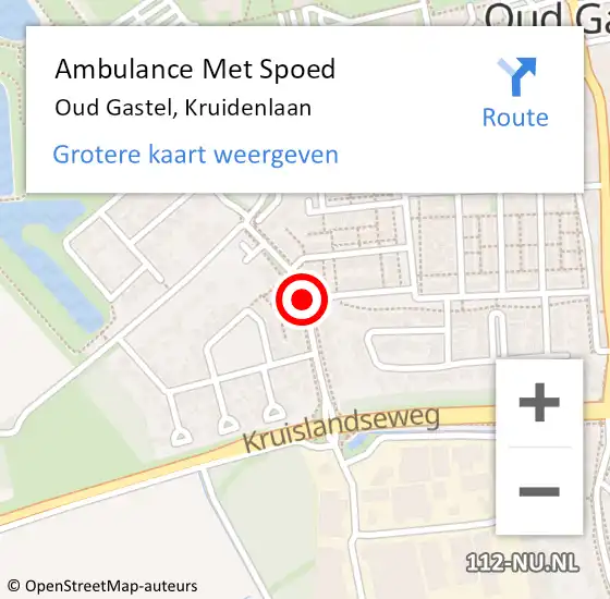 Locatie op kaart van de 112 melding: Ambulance Met Spoed Naar Oud Gastel, Kruidenlaan op 23 december 2018 17:11