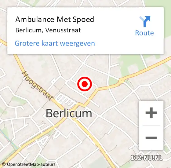 Locatie op kaart van de 112 melding: Ambulance Met Spoed Naar Berlicum, Venusstraat op 23 december 2018 18:18