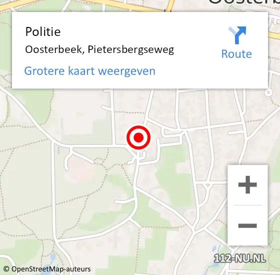 Locatie op kaart van de 112 melding: Politie Oosterbeek, Pietersbergseweg op 23 december 2018 18:41