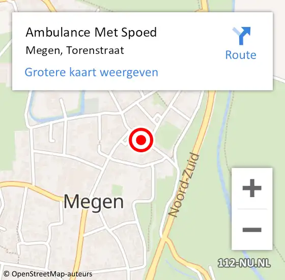 Locatie op kaart van de 112 melding: Ambulance Met Spoed Naar Megen, Torenstraat op 23 december 2018 18:48