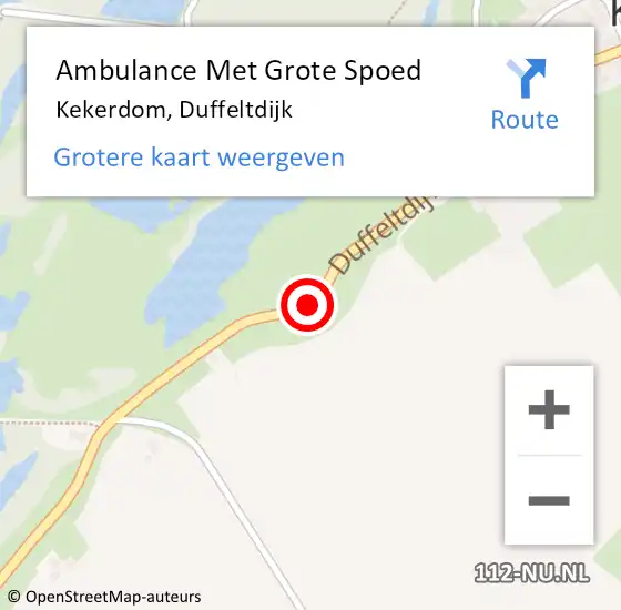 Locatie op kaart van de 112 melding: Ambulance Met Grote Spoed Naar Kekerdom, Duffeltdijk op 23 december 2018 18:51