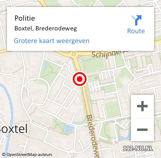 Locatie op kaart van de 112 melding: Politie Boxtel, Brederodeweg op 23 december 2018 19:07