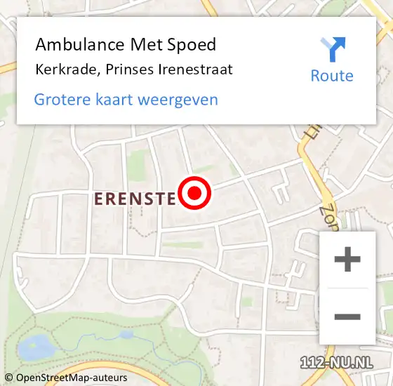 Locatie op kaart van de 112 melding: Ambulance Met Spoed Naar Kerkrade, Prinses Irenestraat op 23 december 2018 20:27