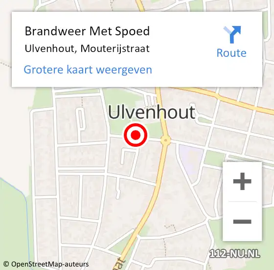 Locatie op kaart van de 112 melding: Brandweer Met Spoed Naar Ulvenhout, Mouterijstraat op 23 december 2018 20:35