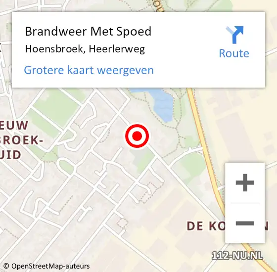Locatie op kaart van de 112 melding: Brandweer Met Spoed Naar Hoensbroek, Heerlerweg op 23 december 2018 20:54