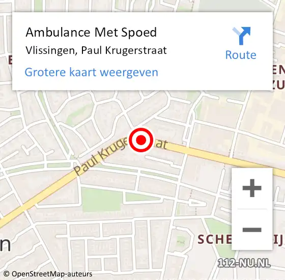 Locatie op kaart van de 112 melding: Ambulance Met Spoed Naar Vlissingen, Paul Krugerstraat op 23 december 2018 22:40