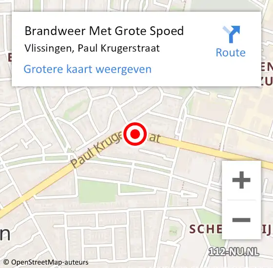 Locatie op kaart van de 112 melding: Brandweer Met Grote Spoed Naar Vlissingen, Paul Krugerstraat op 23 december 2018 22:43