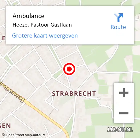 Locatie op kaart van de 112 melding: Ambulance Heeze, Pastoor Gastlaan op 23 december 2018 23:05