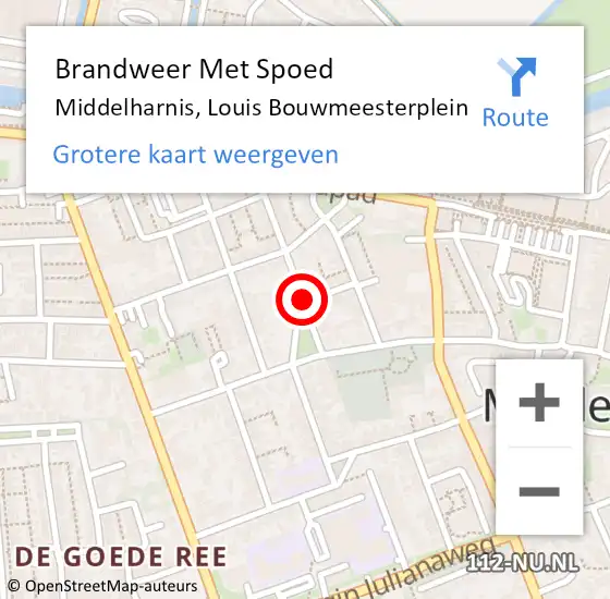 Locatie op kaart van de 112 melding: Brandweer Met Spoed Naar Middelharnis, Louis Bouwmeesterplein op 24 december 2018 00:29