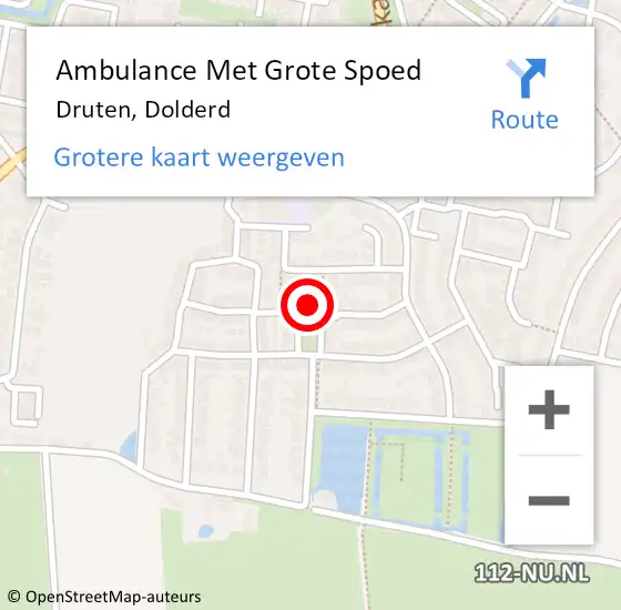 Locatie op kaart van de 112 melding: Ambulance Met Grote Spoed Naar Druten, Dolderd op 18 maart 2014 14:52