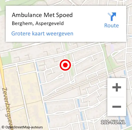 Locatie op kaart van de 112 melding: Ambulance Met Spoed Naar Berghem, Aspergeveld op 24 december 2018 01:57