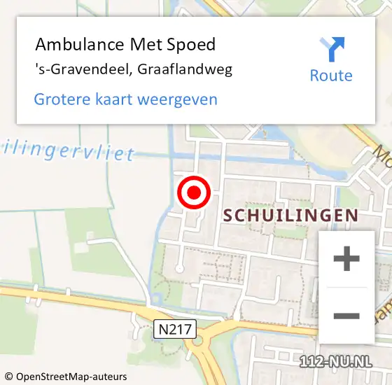 Locatie op kaart van de 112 melding: Ambulance Met Spoed Naar 's-Gravendeel, Graaflandweg op 24 december 2018 08:15