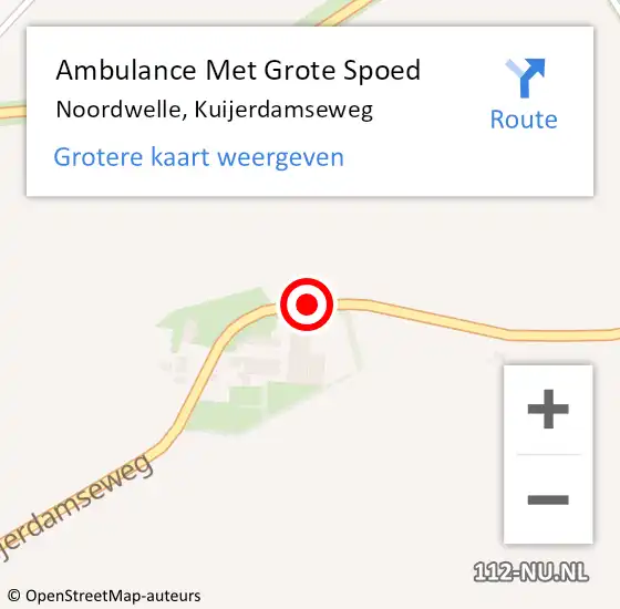 Locatie op kaart van de 112 melding: Ambulance Met Grote Spoed Naar Noordwelle, Kuijerdamseweg op 24 december 2018 09:35