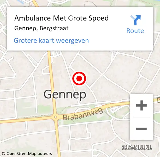 Locatie op kaart van de 112 melding: Ambulance Met Grote Spoed Naar Gennep, Bergstraat op 24 december 2018 09:57