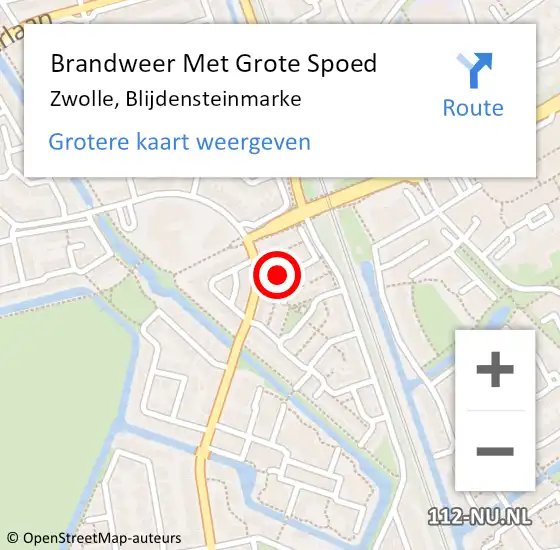 Locatie op kaart van de 112 melding: Brandweer Met Grote Spoed Naar Zwolle, Blijdensteinmarke op 18 maart 2014 15:14