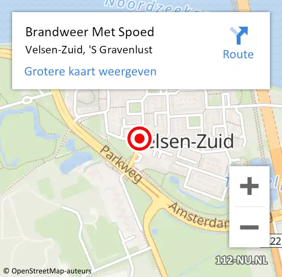 Locatie op kaart van de 112 melding: Brandweer Met Spoed Naar Velsen-Zuid, 'S Gravenlust op 24 december 2018 10:44