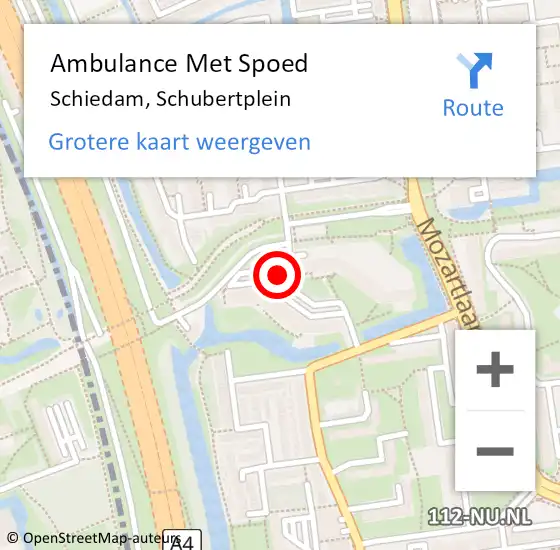 Locatie op kaart van de 112 melding: Ambulance Met Spoed Naar Schiedam, Schubertplein op 24 december 2018 10:59