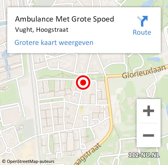 Locatie op kaart van de 112 melding: Ambulance Met Grote Spoed Naar Vught, Hoogstraat op 24 december 2018 11:28