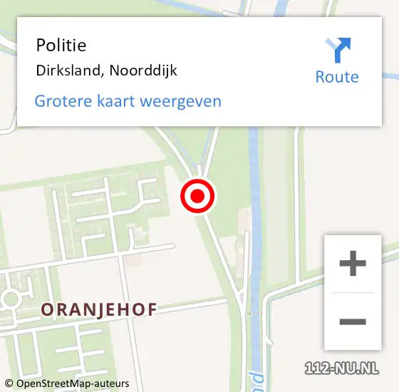 Locatie op kaart van de 112 melding: Politie Dirksland, Noorddijk op 24 december 2018 13:46