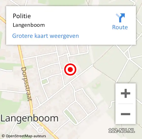 Locatie op kaart van de 112 melding: Politie Langenboom op 24 december 2018 14:13