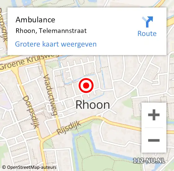 Locatie op kaart van de 112 melding: Ambulance Rhoon, Telemannstraat op 24 december 2018 15:25