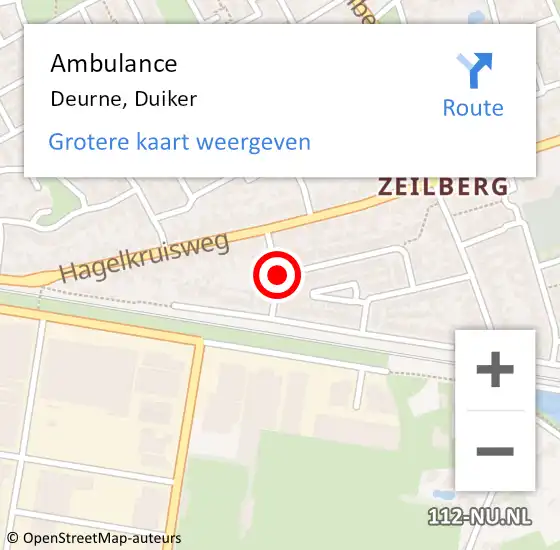 Locatie op kaart van de 112 melding: Ambulance Deurne, Duiker op 24 december 2018 15:34