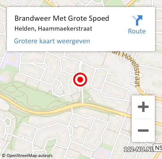 Locatie op kaart van de 112 melding: Brandweer Met Grote Spoed Naar Helden, Haammaekerstraat op 24 december 2018 15:48