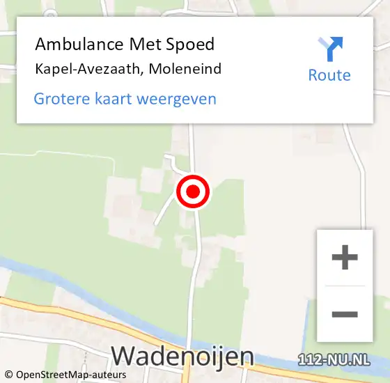 Locatie op kaart van de 112 melding: Ambulance Met Spoed Naar Kapel-Avezaath, Moleneind op 24 december 2018 16:27