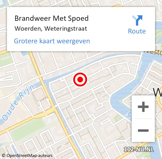 Locatie op kaart van de 112 melding: Brandweer Met Spoed Naar Woerden, Weteringstraat op 24 december 2018 16:43